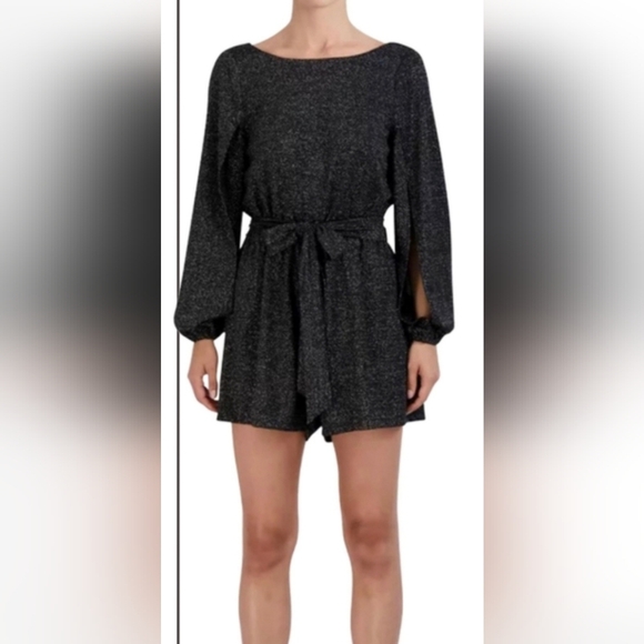 BCBG Paris NWT Black Sparkle Shorts Romper. Size XXL - Picture 7 of 7